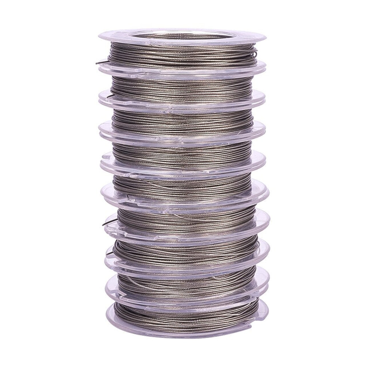 10 Rolls 0.45mm Steel Tiger Tail Beading Wire Stainless Steel Color Soft Flexible Jewelry Wire for Jewelry Making, Bead Stringing, Crafting(10yard/ roll, 100yard totally)